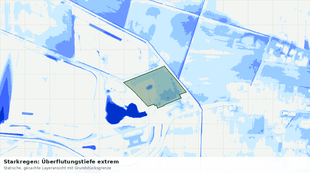 Statische Kartenansicht: Starkregen: Überflutungstiefe extrem