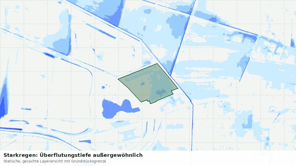 Statische Kartenansicht: Starkregen: Überflutungstiefe außergewöhnlich