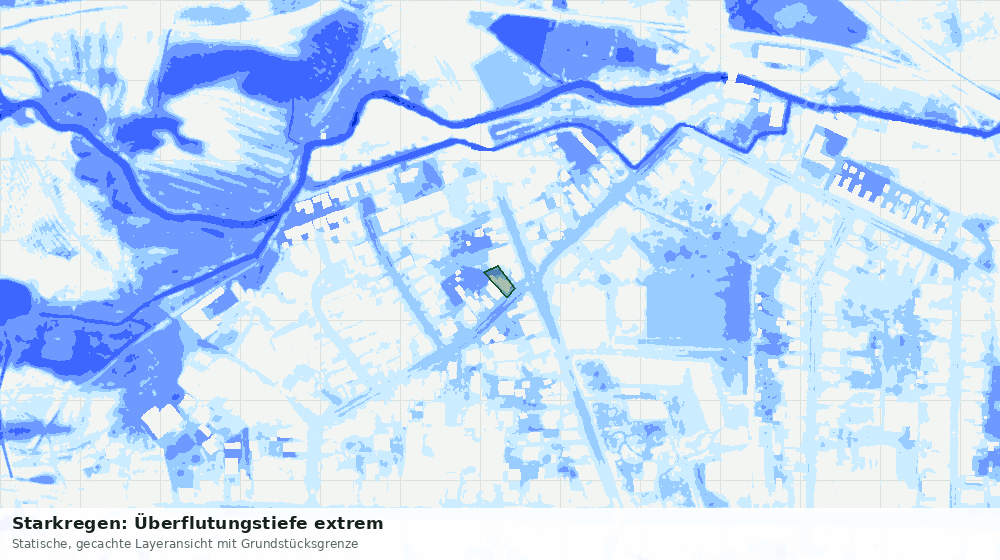 Statische Kartenansicht: Starkregen: Überflutungstiefe extrem