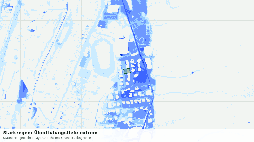 Statische Kartenansicht: Starkregen: Überflutungstiefe extrem