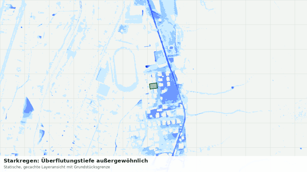 Statische Kartenansicht: Starkregen: Überflutungstiefe außergewöhnlich
