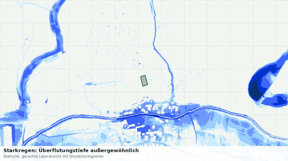 Statische Kartenansicht: Starkregen: Überflutungstiefe außergewöhnlich