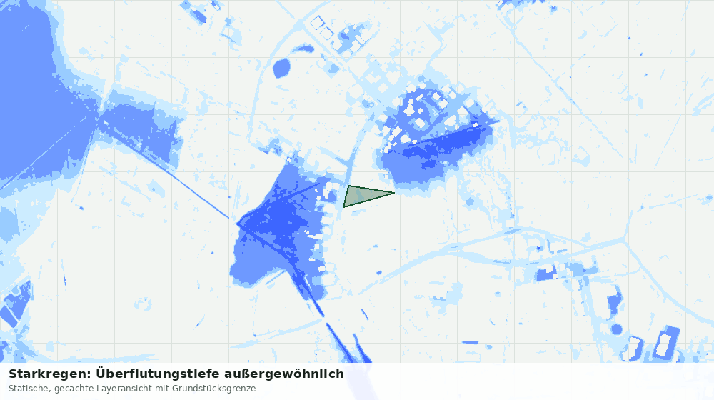 Statische Kartenansicht: Starkregen: Überflutungstiefe außergewöhnlich