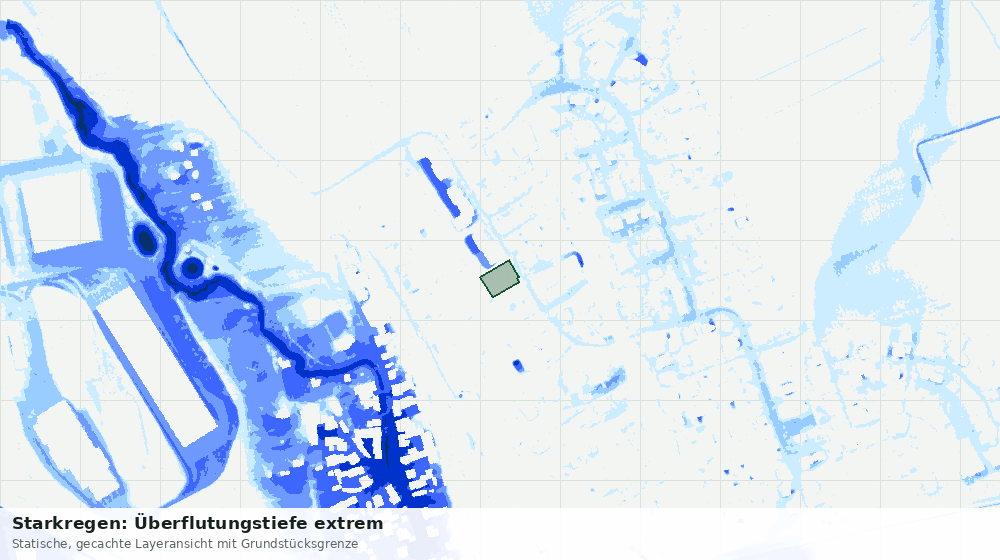 Statische Kartenansicht: Starkregen: Überflutungstiefe extrem