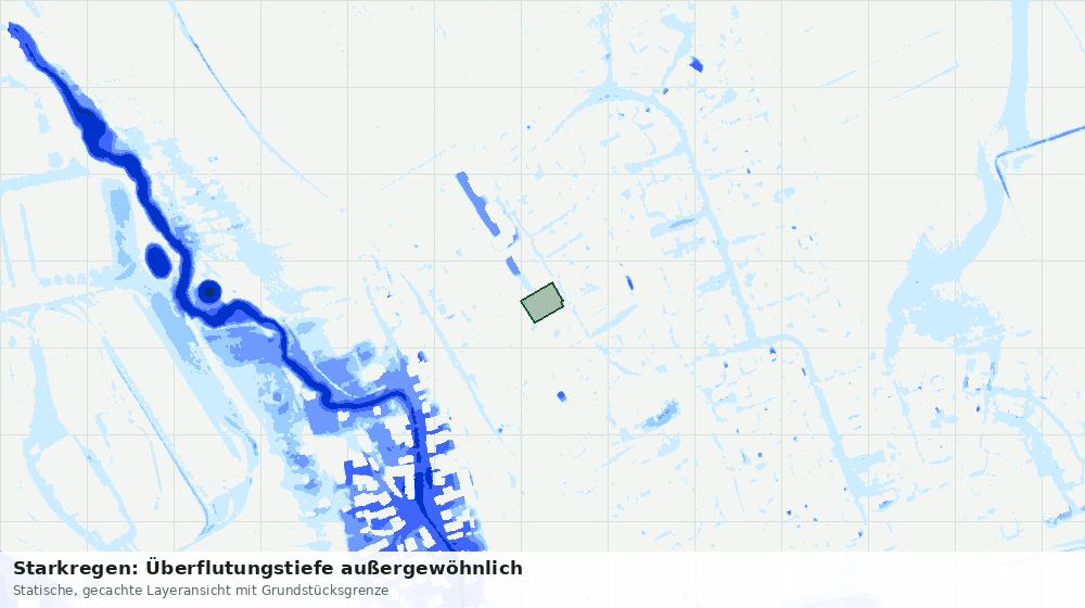 Statische Kartenansicht: Starkregen: Überflutungstiefe außergewöhnlich