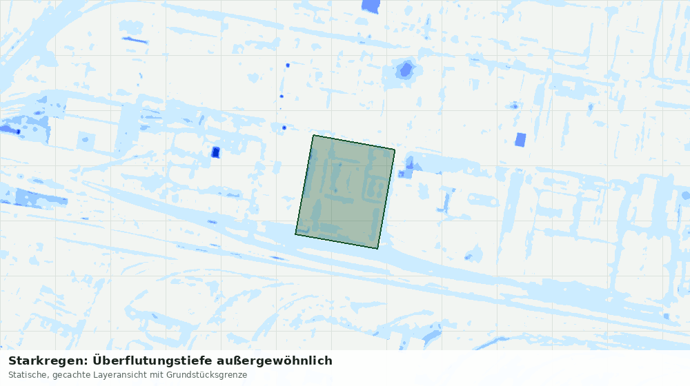 Statische Kartenansicht: Starkregen: Überflutungstiefe außergewöhnlich