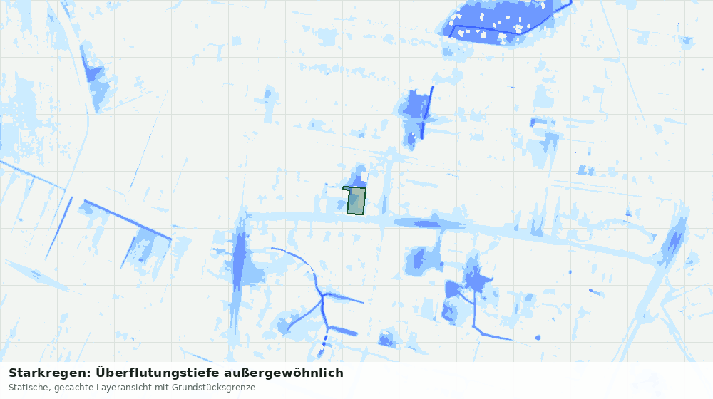 Statische Kartenansicht: Starkregen: Überflutungstiefe außergewöhnlich