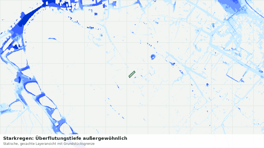 Statische Kartenansicht: Starkregen: Überflutungstiefe außergewöhnlich