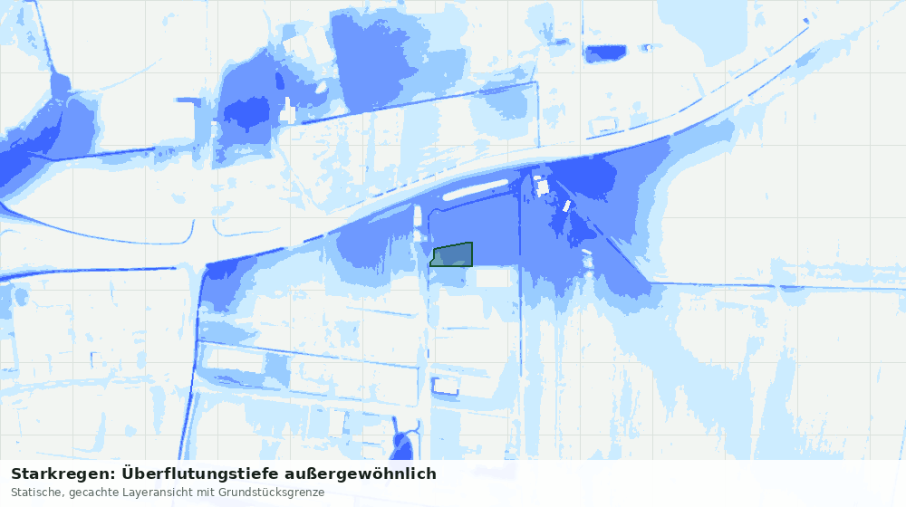 Statische Kartenansicht: Starkregen: Überflutungstiefe außergewöhnlich