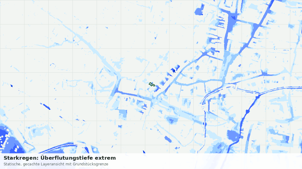 Statische Kartenansicht: Starkregen: Überflutungstiefe extrem