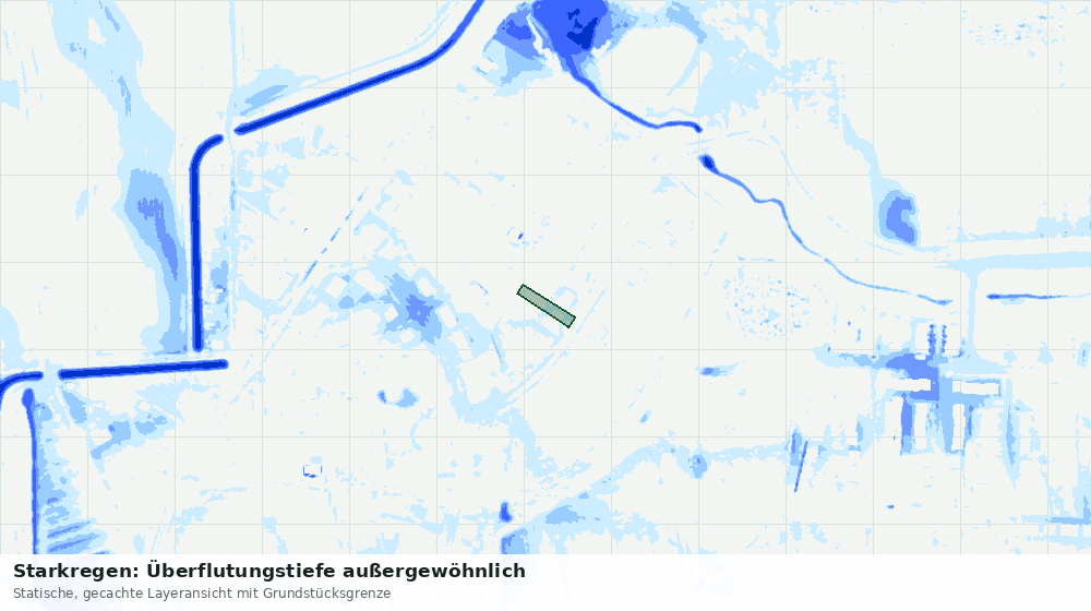 Statische Kartenansicht: Starkregen: Überflutungstiefe außergewöhnlich