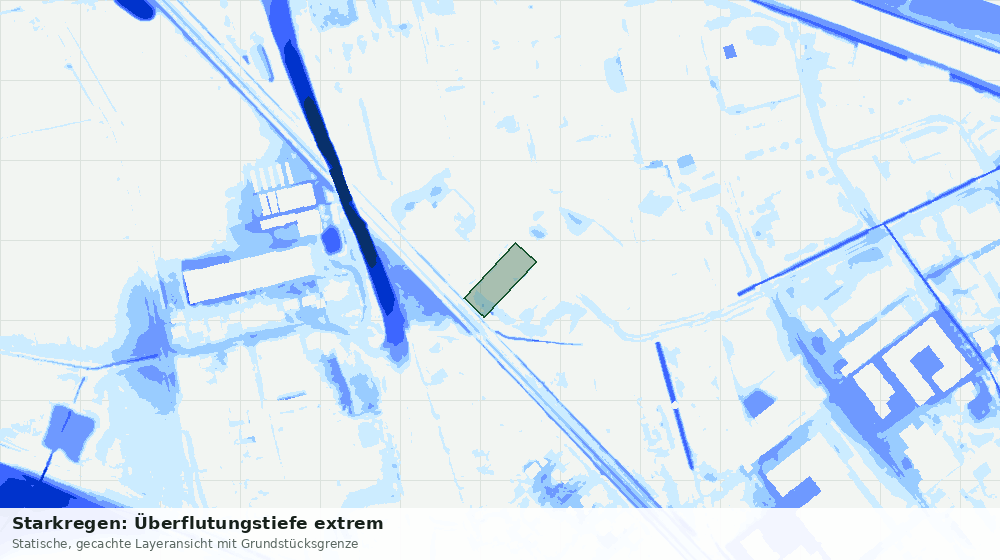 Statische Kartenansicht: Starkregen: Überflutungstiefe extrem