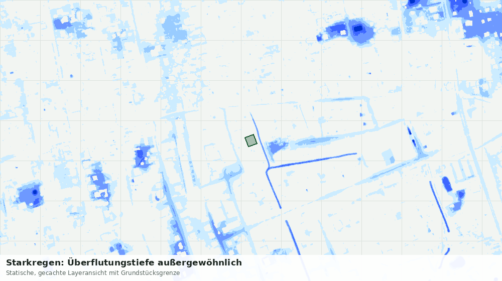 Statische Kartenansicht: Starkregen: Überflutungstiefe außergewöhnlich