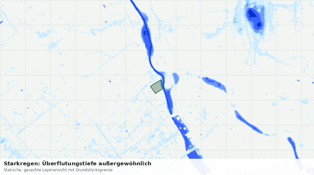 Statische Kartenansicht: Starkregen: Überflutungstiefe außergewöhnlich