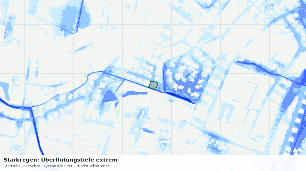 Statische Kartenansicht: Starkregen: Überflutungstiefe extrem