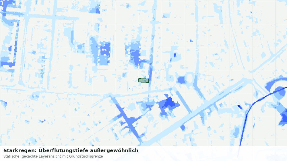 Statische Kartenansicht: Starkregen: Überflutungstiefe außergewöhnlich