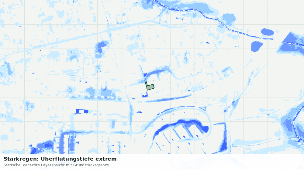 Statische Kartenansicht: Starkregen: Überflutungstiefe extrem