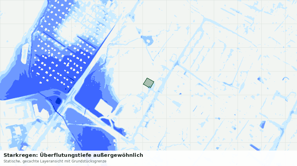 Statische Kartenansicht: Starkregen: Überflutungstiefe außergewöhnlich