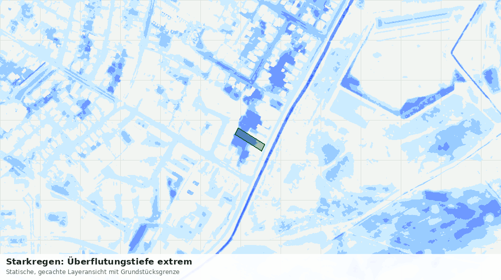 Statische Kartenansicht: Starkregen: Überflutungstiefe extrem