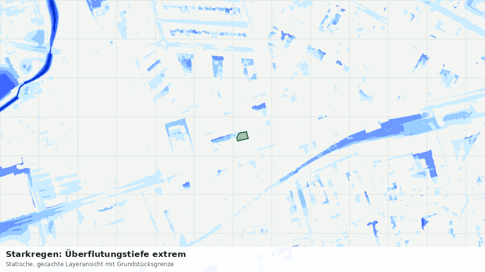 Statische Kartenansicht: Starkregen: Überflutungstiefe extrem