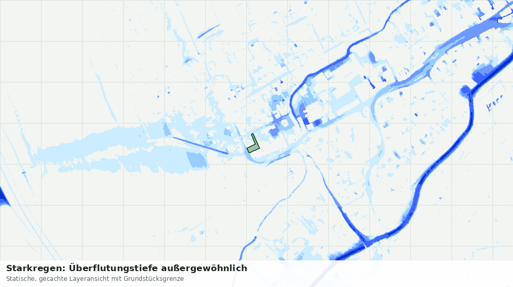 Statische Kartenansicht: Starkregen: Überflutungstiefe außergewöhnlich