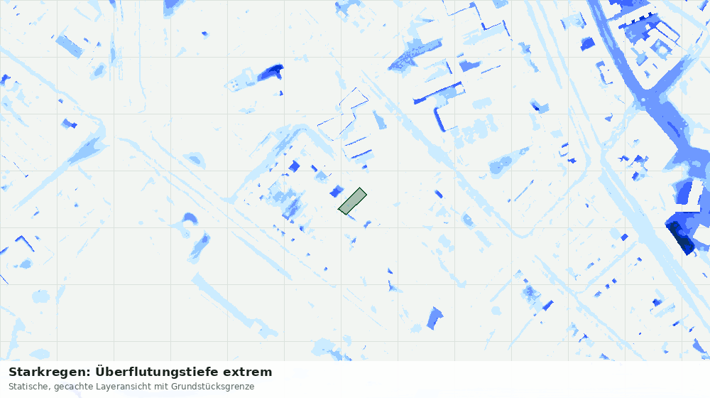 Statische Kartenansicht: Starkregen: Überflutungstiefe extrem