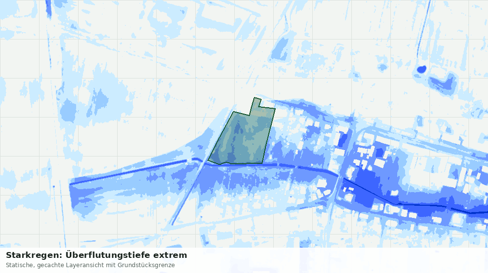 Statische Kartenansicht: Starkregen: Überflutungstiefe extrem