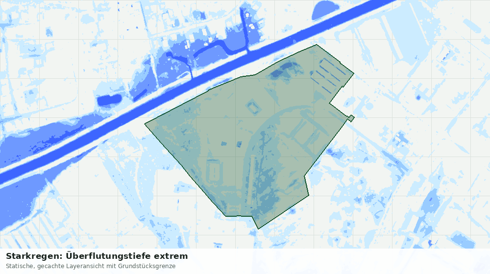 Statische Kartenansicht: Starkregen: Überflutungstiefe extrem