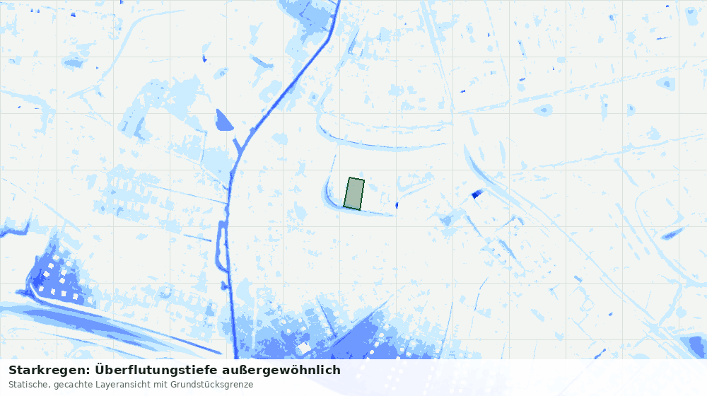Statische Kartenansicht: Starkregen: Überflutungstiefe außergewöhnlich