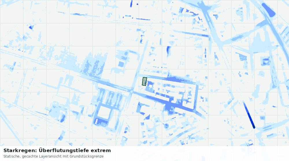 Statische Kartenansicht: Starkregen: Überflutungstiefe extrem