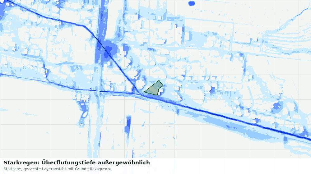 Statische Kartenansicht: Starkregen: Überflutungstiefe außergewöhnlich