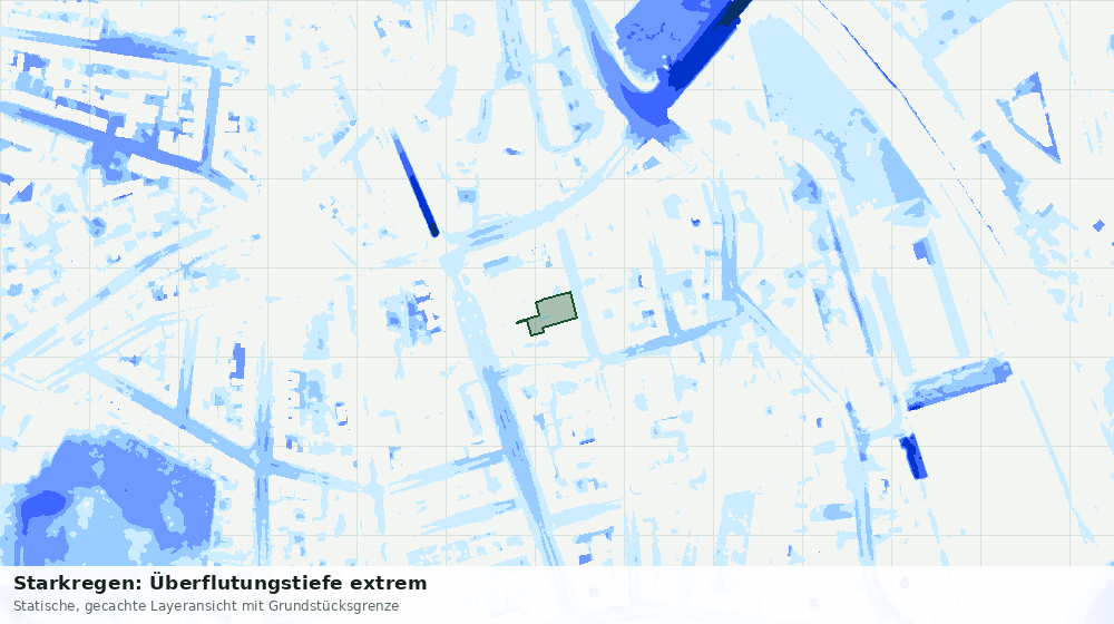 Statische Kartenansicht: Starkregen: Überflutungstiefe extrem