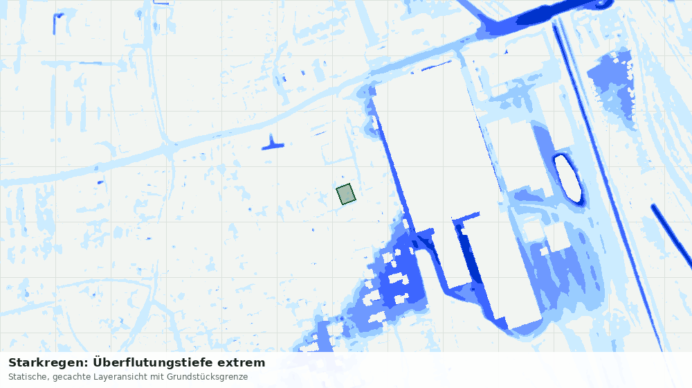 Statische Kartenansicht: Starkregen: Überflutungstiefe extrem
