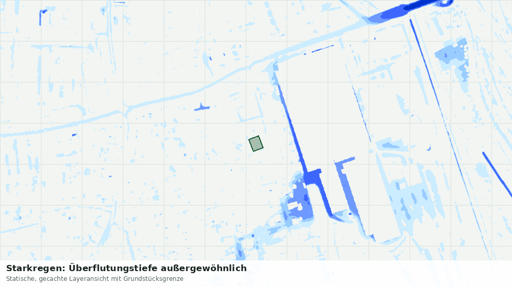 Statische Kartenansicht: Starkregen: Überflutungstiefe außergewöhnlich