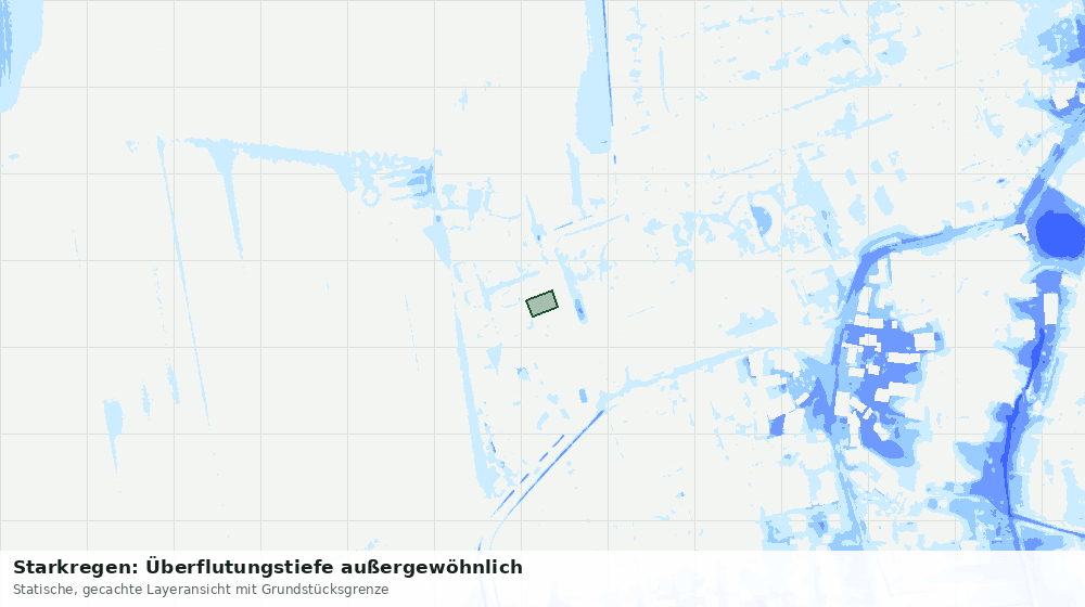 Statische Kartenansicht: Starkregen: Überflutungstiefe außergewöhnlich