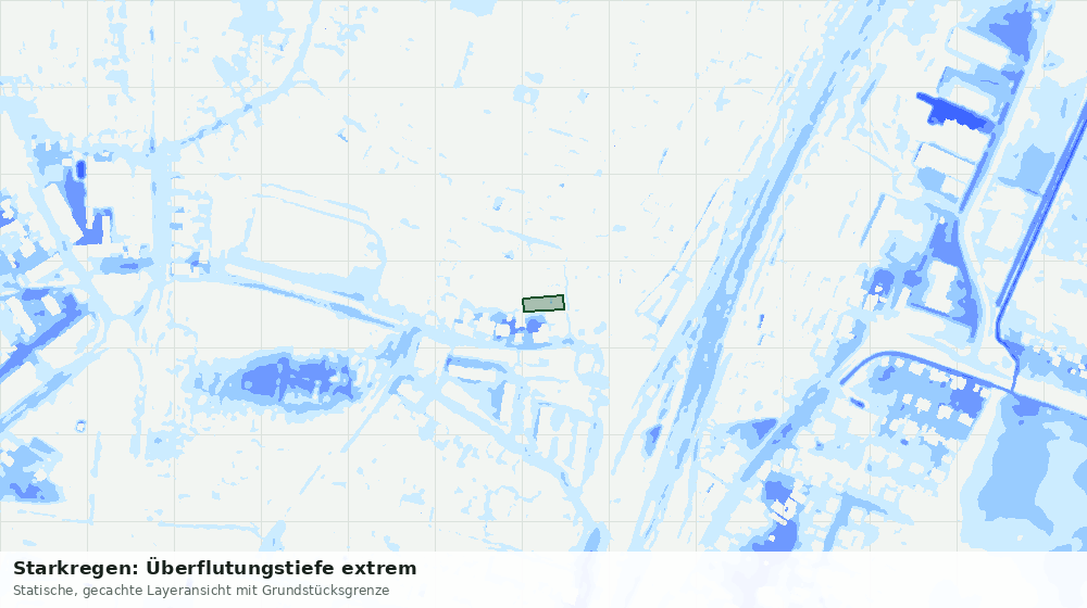 Statische Kartenansicht: Starkregen: Überflutungstiefe extrem