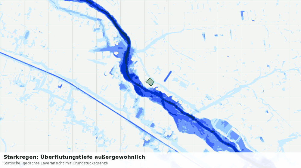 Statische Kartenansicht: Starkregen: Überflutungstiefe außergewöhnlich