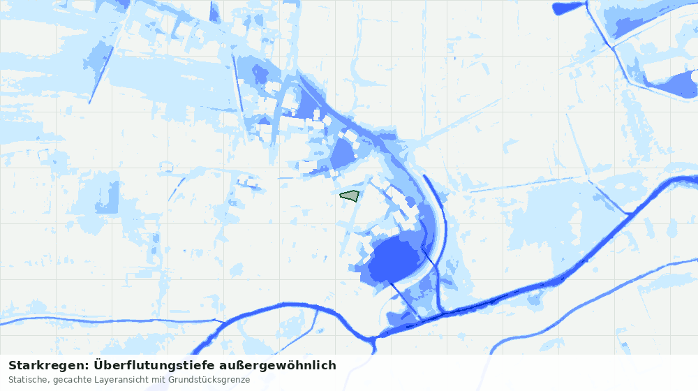 Statische Kartenansicht: Starkregen: Überflutungstiefe außergewöhnlich