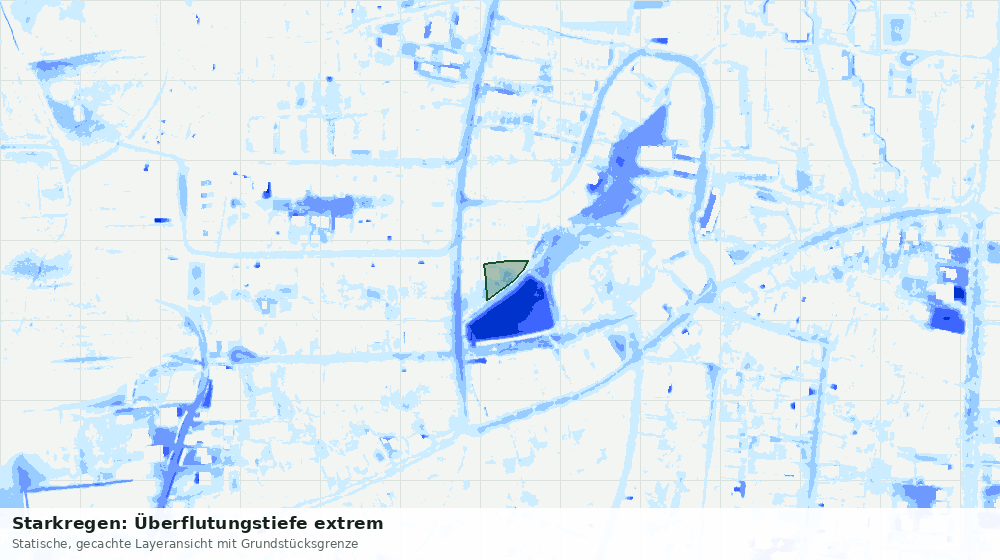 Statische Kartenansicht: Starkregen: Überflutungstiefe extrem