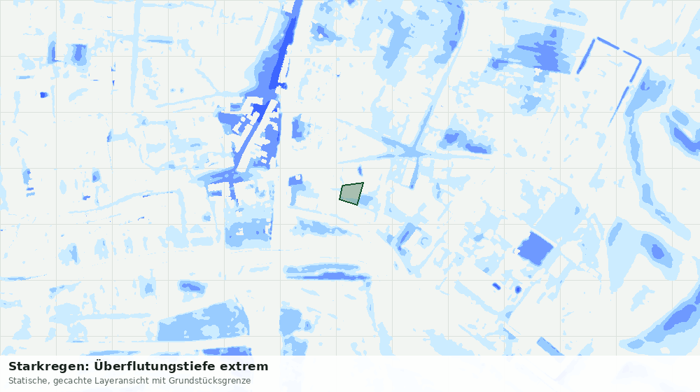 Statische Kartenansicht: Starkregen: Überflutungstiefe extrem
