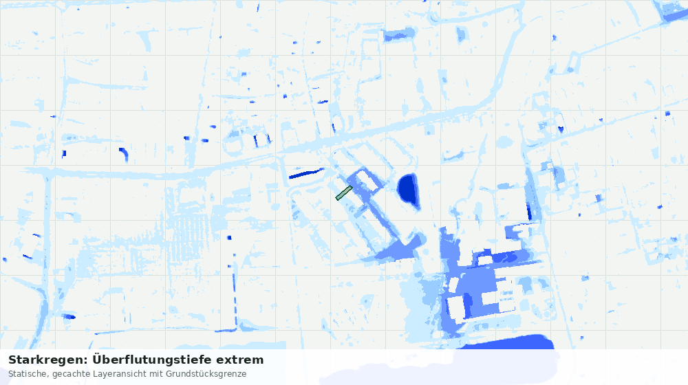 Statische Kartenansicht: Starkregen: Überflutungstiefe extrem