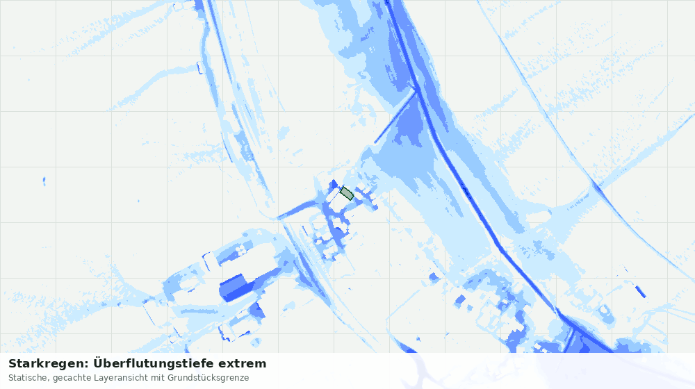 Statische Kartenansicht: Starkregen: Überflutungstiefe extrem