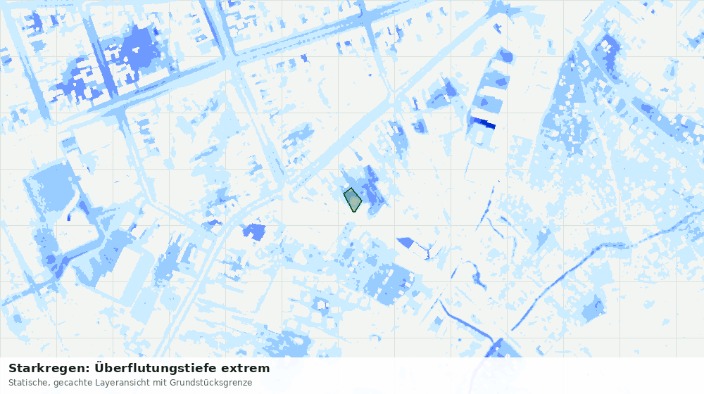 Statische Kartenansicht: Starkregen: Überflutungstiefe extrem