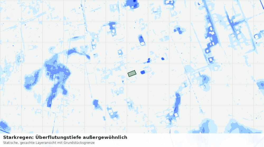 Statische Kartenansicht: Starkregen: Überflutungstiefe außergewöhnlich