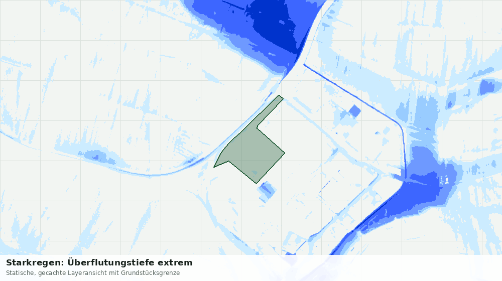 Statische Kartenansicht: Starkregen: Überflutungstiefe extrem