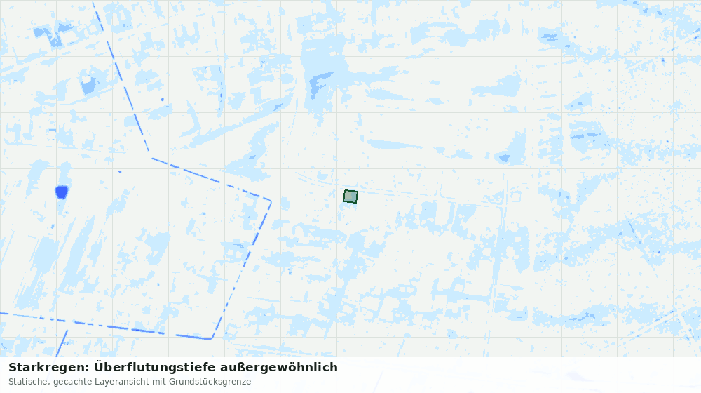 Statische Kartenansicht: Starkregen: Überflutungstiefe außergewöhnlich