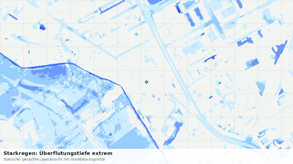 Statische Kartenansicht: Starkregen: Überflutungstiefe extrem
