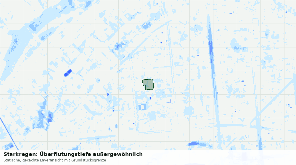 Statische Kartenansicht: Starkregen: Überflutungstiefe außergewöhnlich