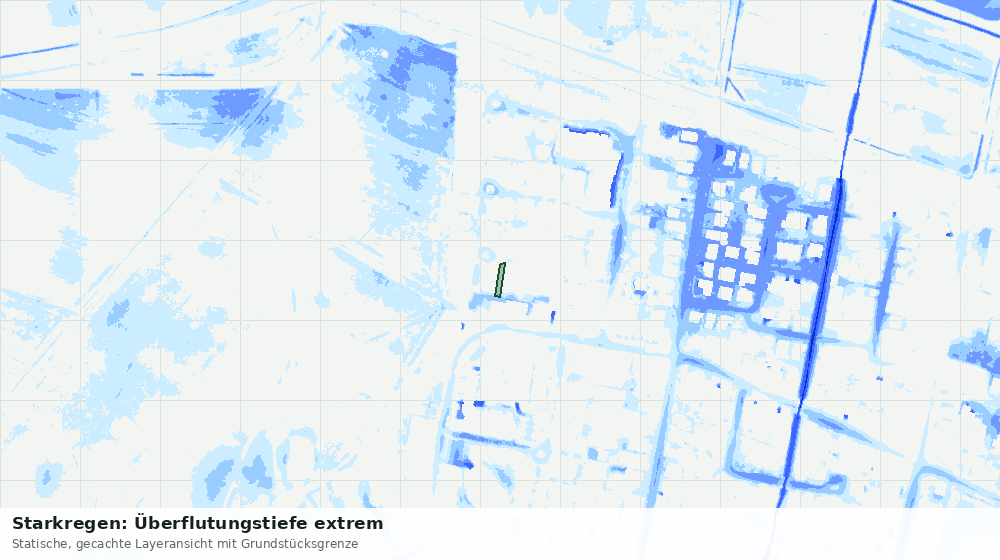 Statische Kartenansicht: Starkregen: Überflutungstiefe extrem