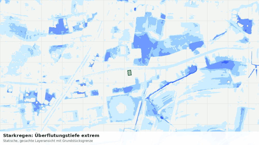 Statische Kartenansicht: Starkregen: Überflutungstiefe extrem